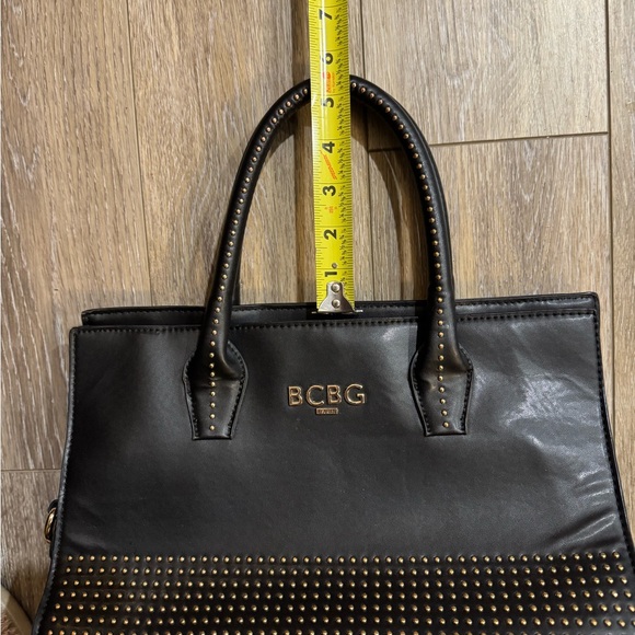 BCBG Paris Black Studded Faux Leather Women's Shoulder Bag - Picture 6 of 10